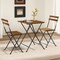 Acacia Wood Folding Patio Bistro Set with 2 Chairs, Metal Frame and Space-Saving Design